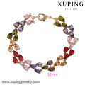 72003 Xuping 18k gold luxury chain bracelet designs for woman, colorful zircon jewellery cheap wholesale bracelet